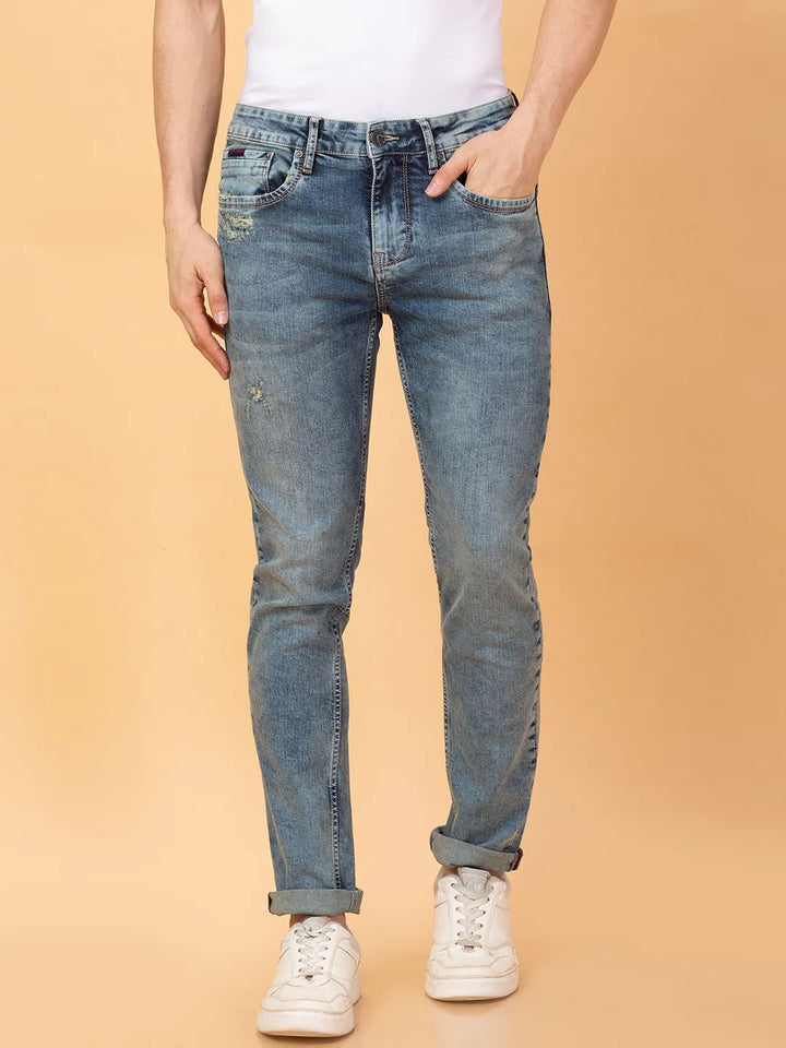 Blue Krypton-Straight Fit Denims for Men