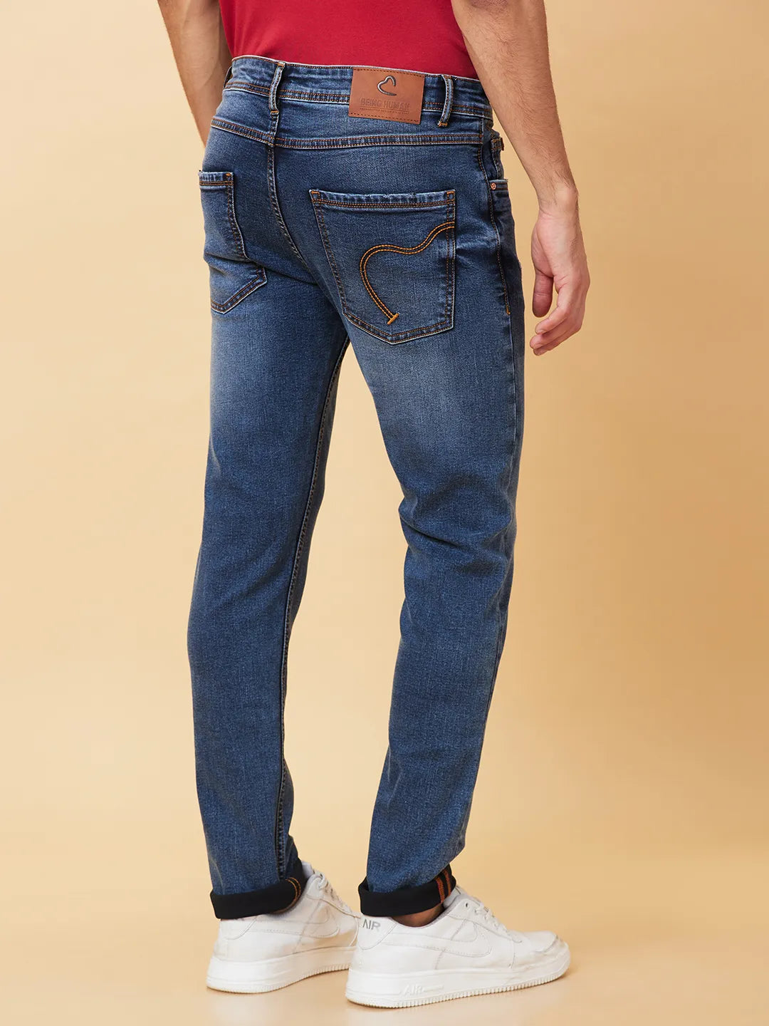 Dark Blue Slim Fit Denims For Men By Being Human Clothing