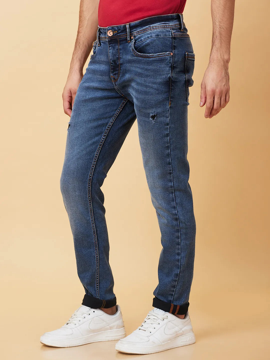 Dark Blue Slim Fit Denims For Men By Being Human Clothing