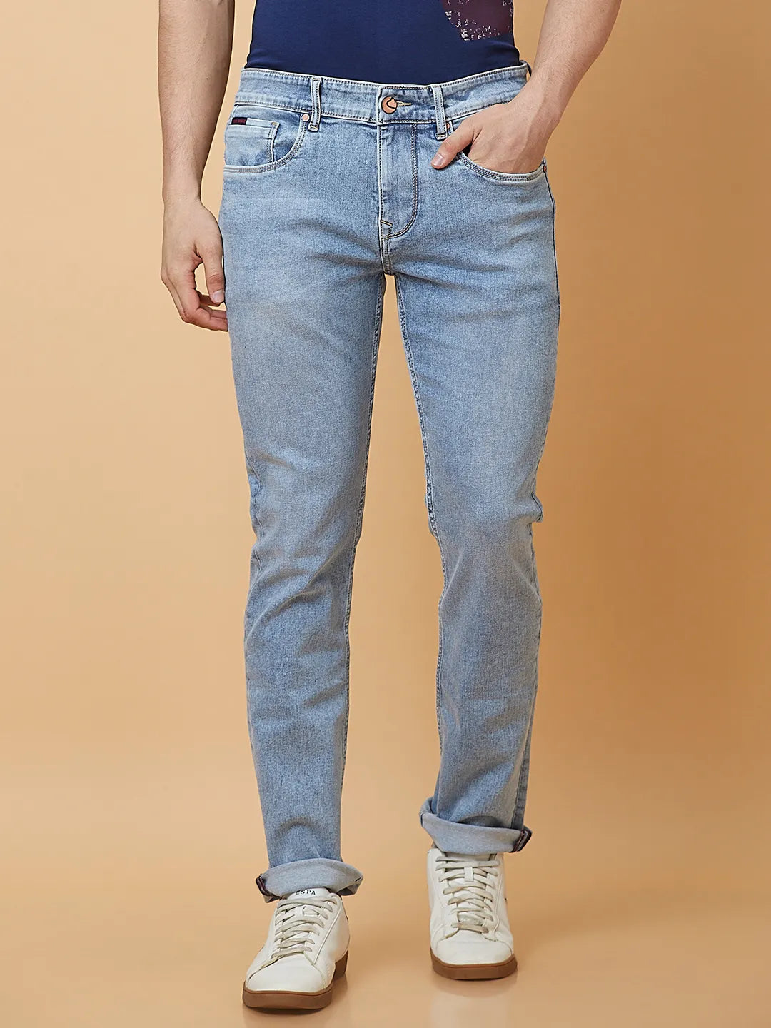 Blue Straight Fit Men's Denims by Being Human Clothing