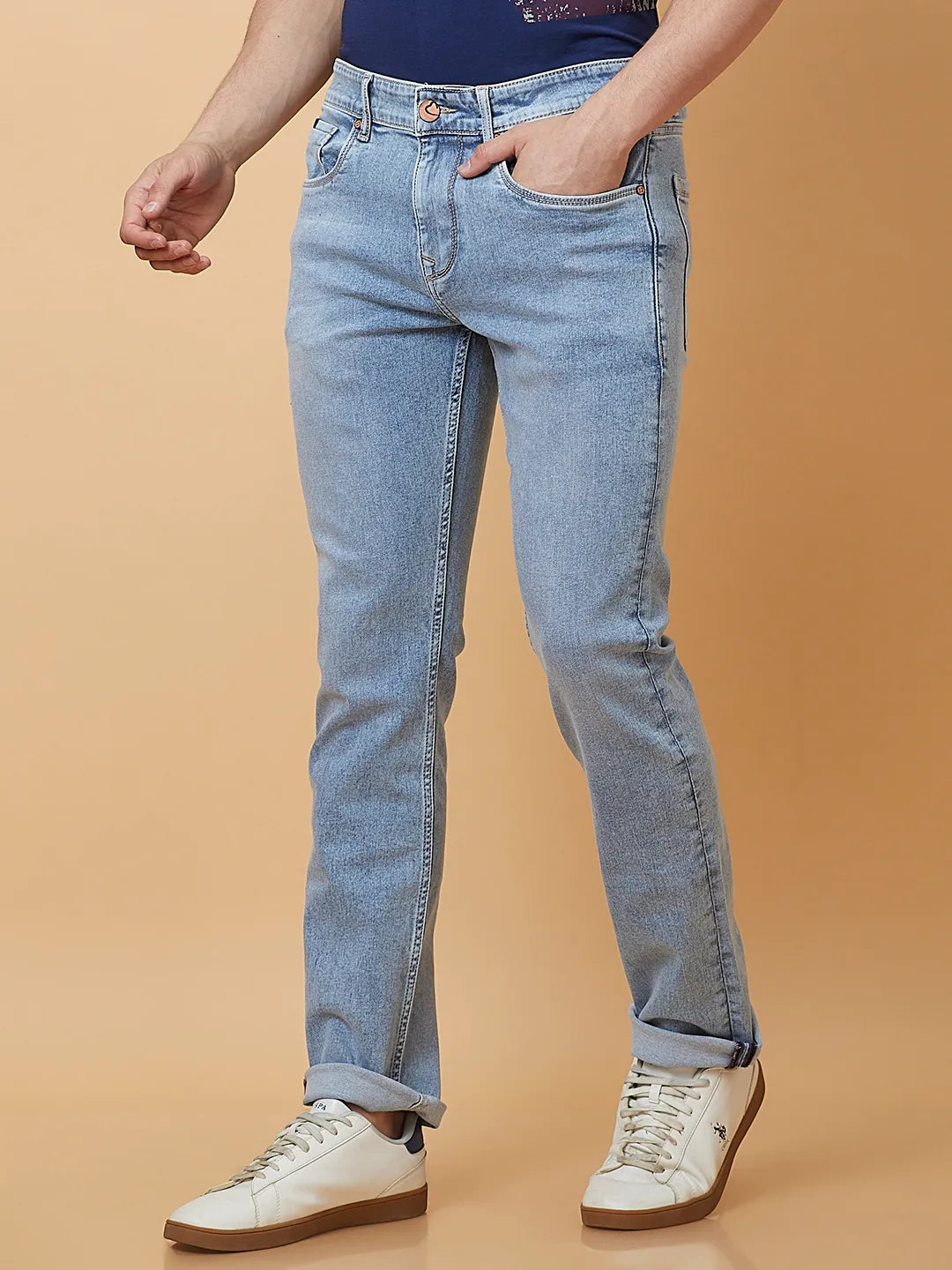 Blue Straight Fit Men's Denims by Being Human Clothing