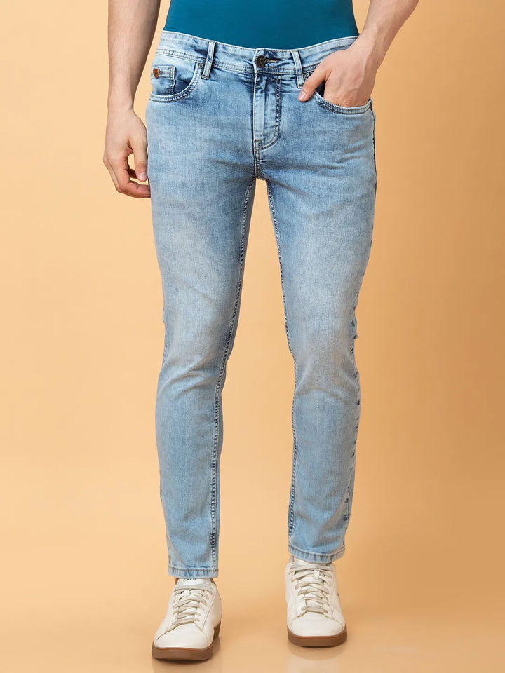 Blue Argon-Cropped fit Denims for Men by Being Human Clothing