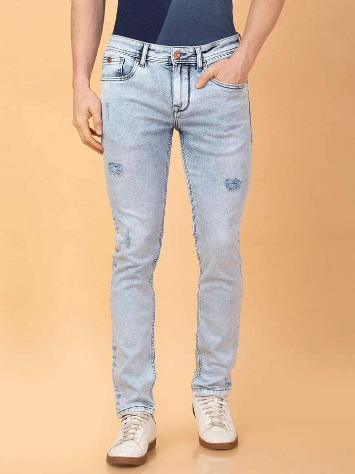 Blue Helium-Skinny fit Denims for Men by Being Human Clothing