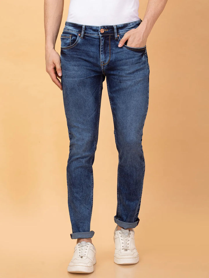 Blue Helium-Skinny fit Denims for Men