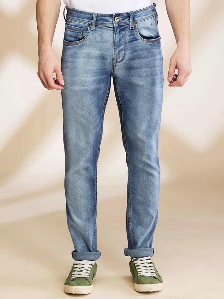 Blue Helium-Skinny fit Denims for Men by Being Human Clothing