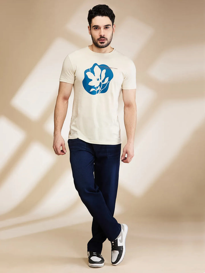 Dark Blue Straight Fit Joggers For Men