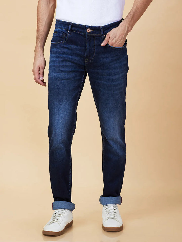 Blue Krypton-Straight Fit Denims for Men by Being Human Clothing