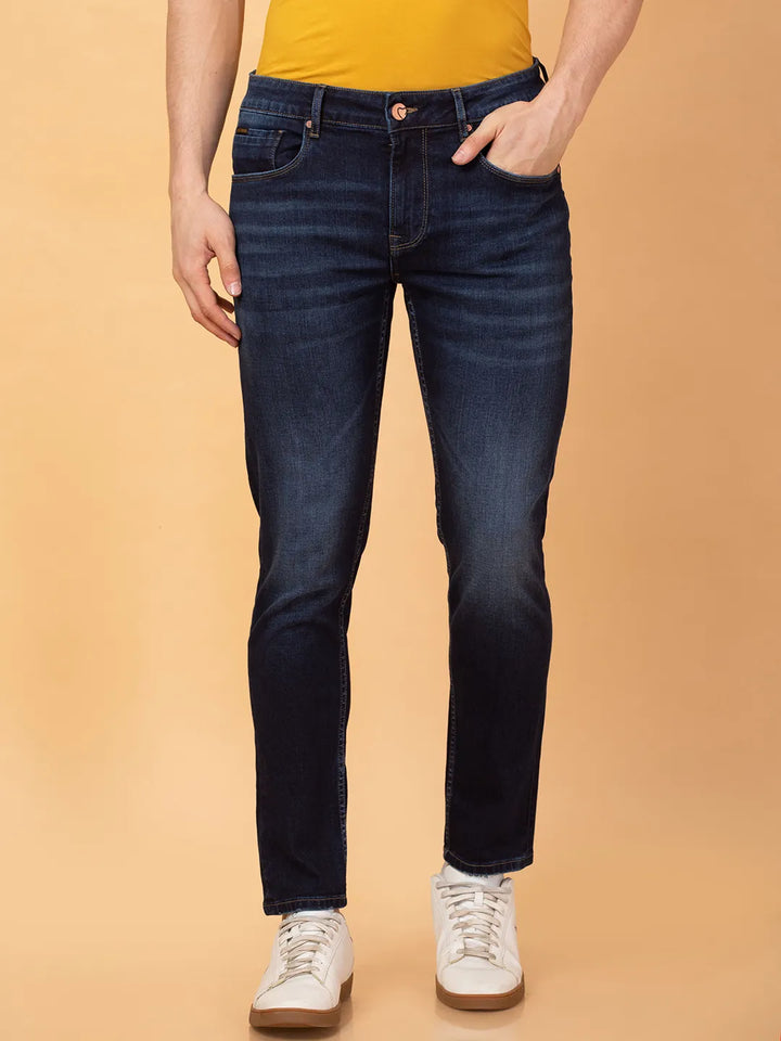 Blue Argon-Cropped fit Denims for Men by Being Human Clothing