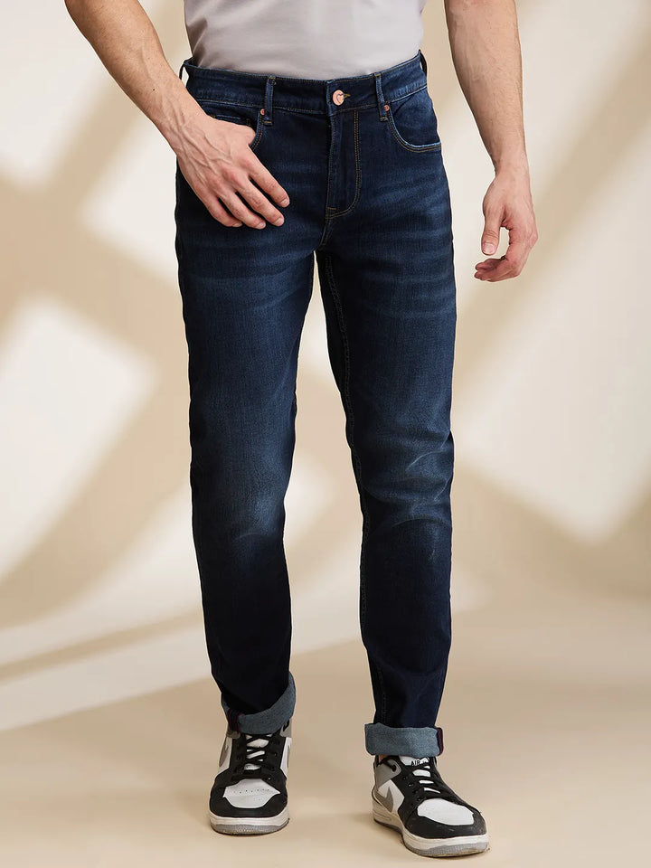 Blue Neon-Slim Fit Denims for Men by Being Human Clothing