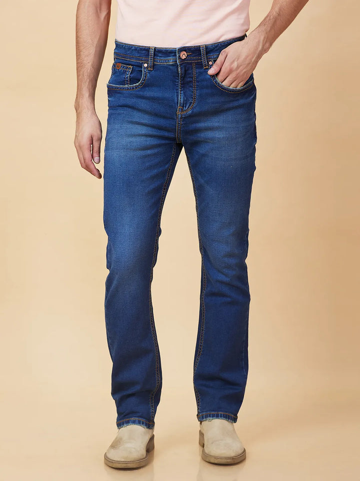 Blue Berylium-Boot Cut Fit Denims for Men by Being Human Clothing