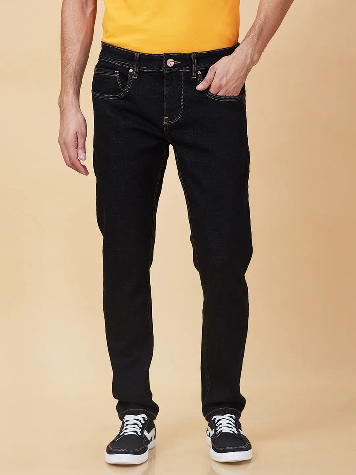 Black Argon-Cropped fit Denims for Men
