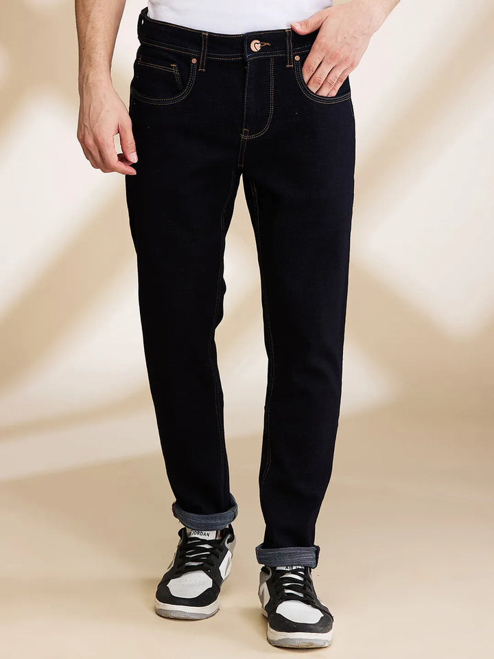 Blue Argon-Cropped fit Denims for Men