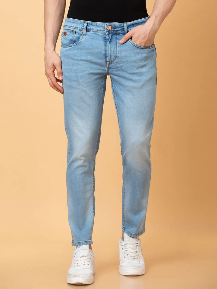 Blue Argon-Cropped fit Denims for Men by Being Human Clothing