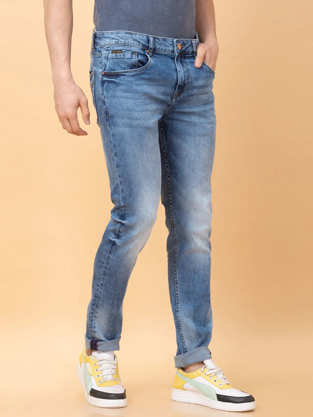 Blue Slim Fit Men's Denims by Being Human Clothing