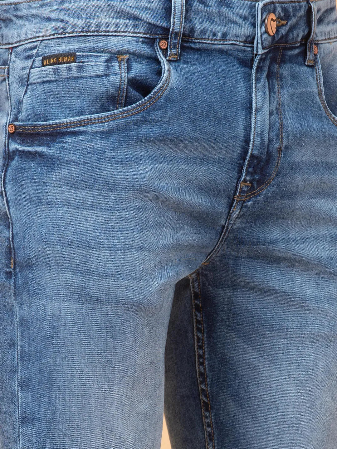 Blue Slim Fit Men's Denims by Being Human Clothing