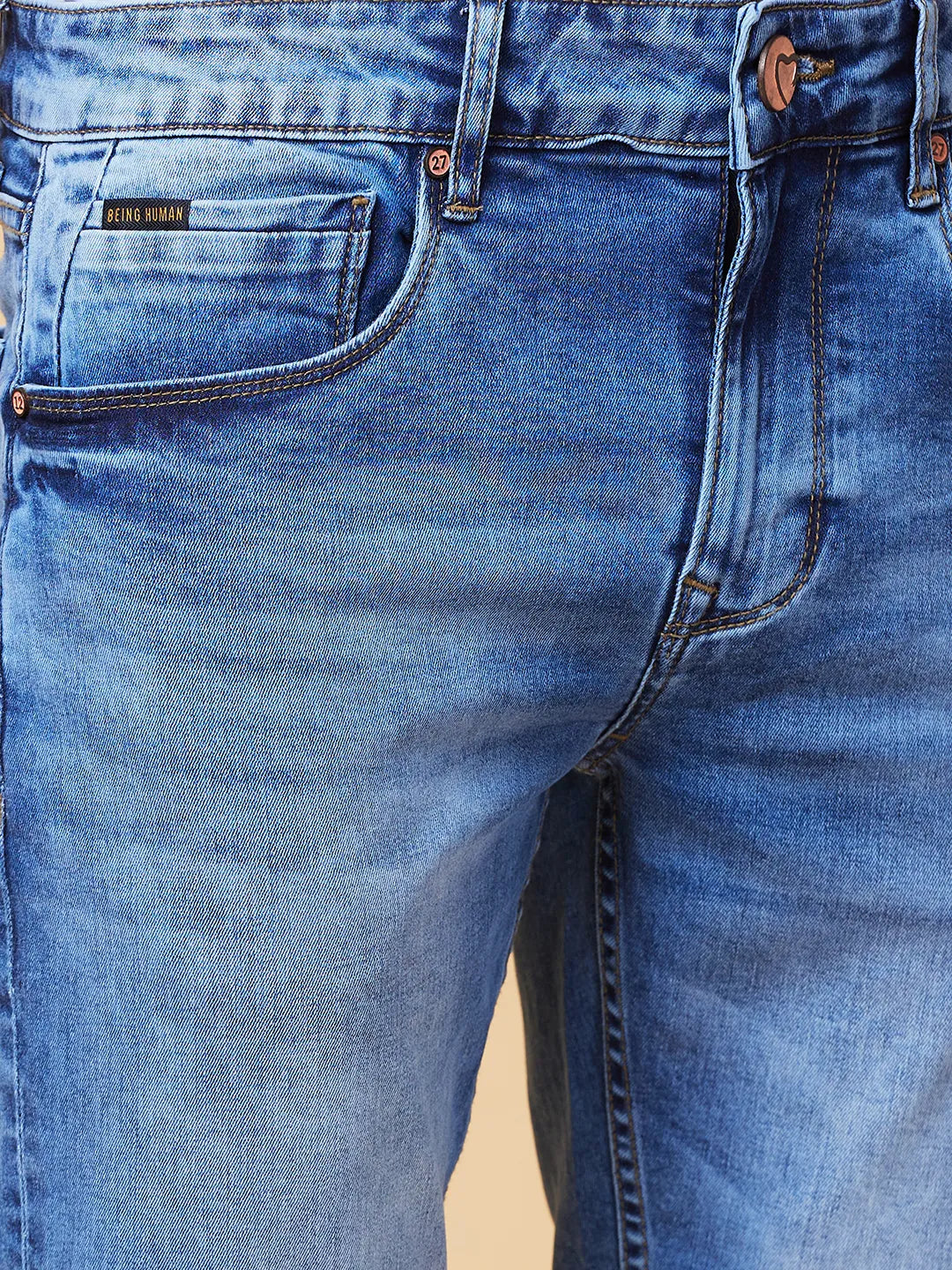 Being Human Clothing Mens-Bottom Denim Light Tone