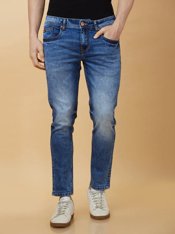 Blue Argon-Cropped fit Denims for Men by Being Human Clothing