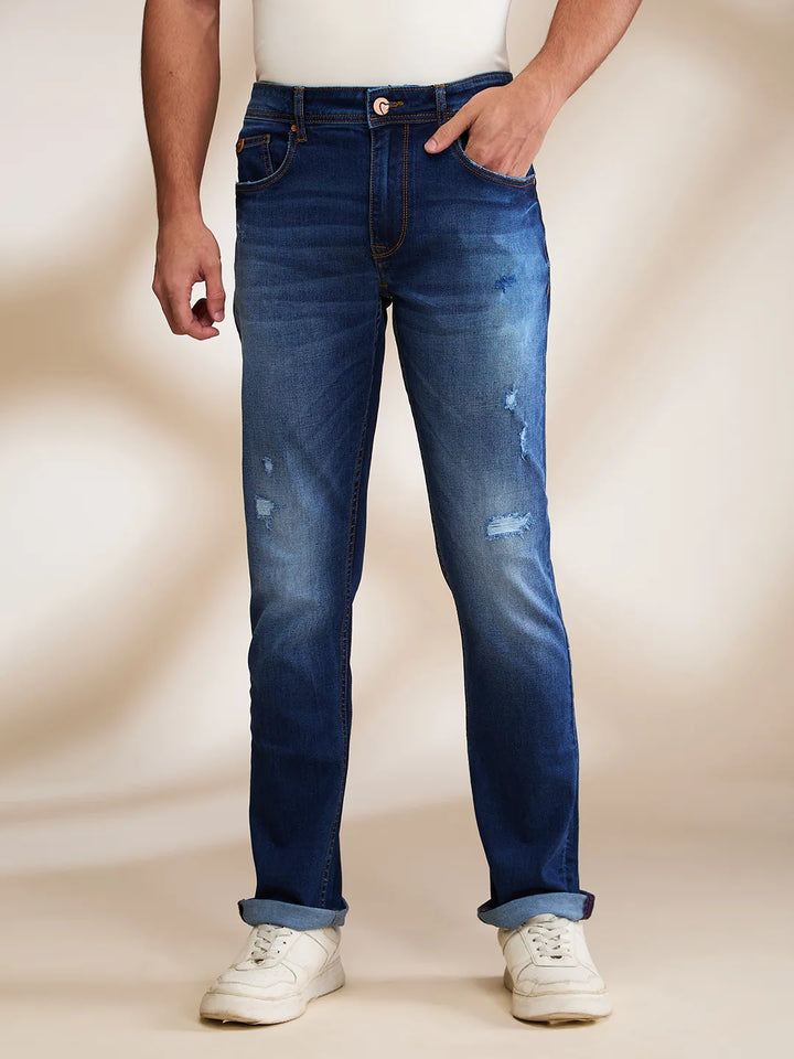 Blue Krypton-Straight Fit Denims for Men by Being Human Clothing