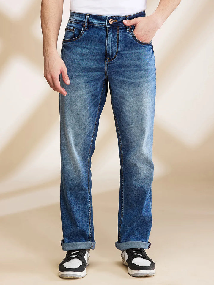 Blue Berylium-Boot Cut Fit Denims for Men by Being Human Clothing