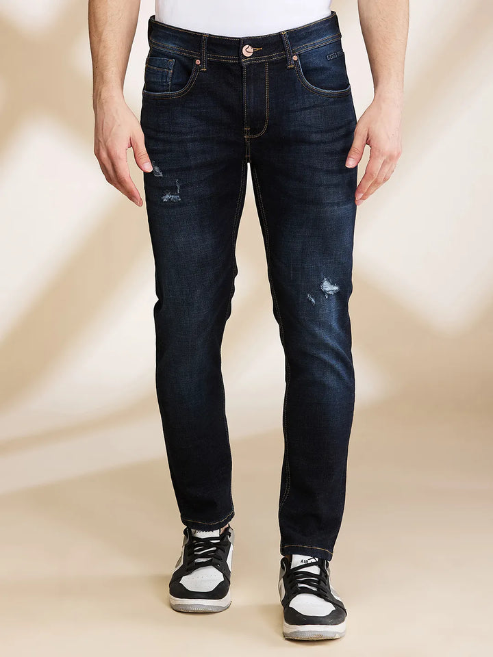 Blue Argon-Cropped fit Denims for Men by Being Human Clothing