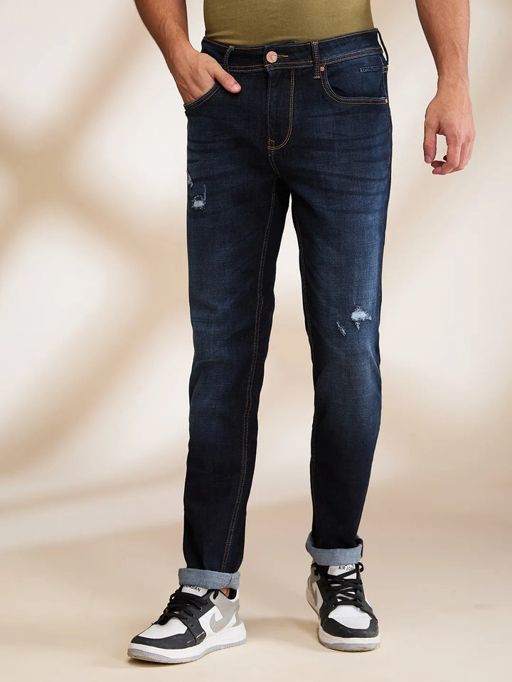 Blue Helium-Skinny fit Denims for Men by Being Human Clothing