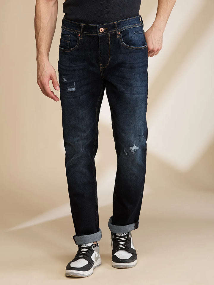 Blue Krypton-Straight Fit Denims for Men
