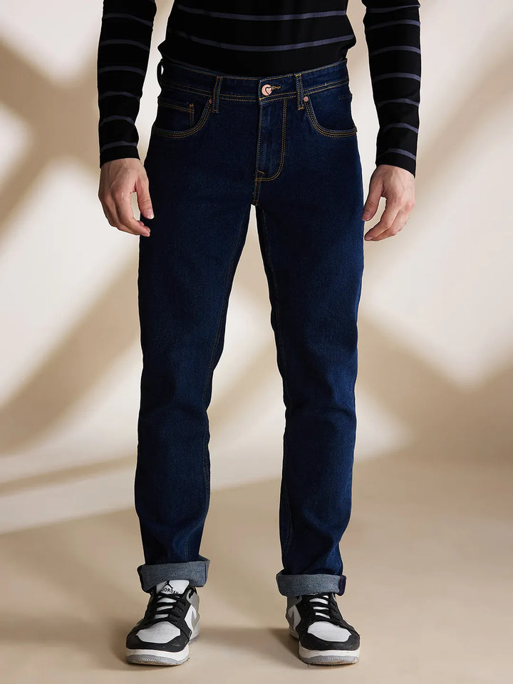 Blue Neon-Slim Fit Denims for Men