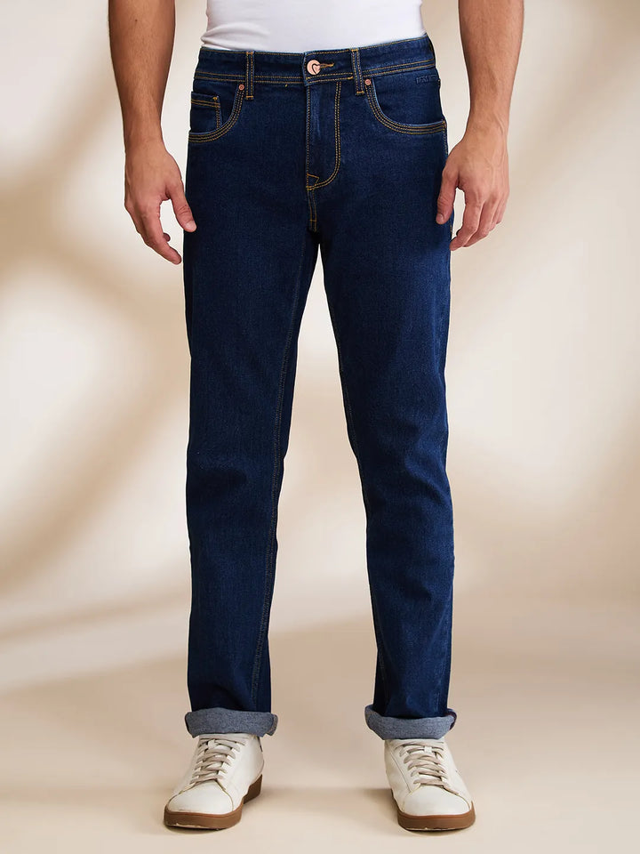 Blue Krypton-Straight Fit Denims for Men by Being Human Clothing