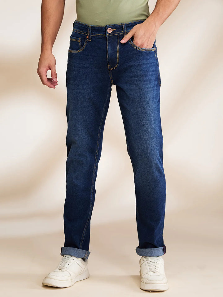 Blue Neon-Slim Fit Denims for Men by Being Human Clothing