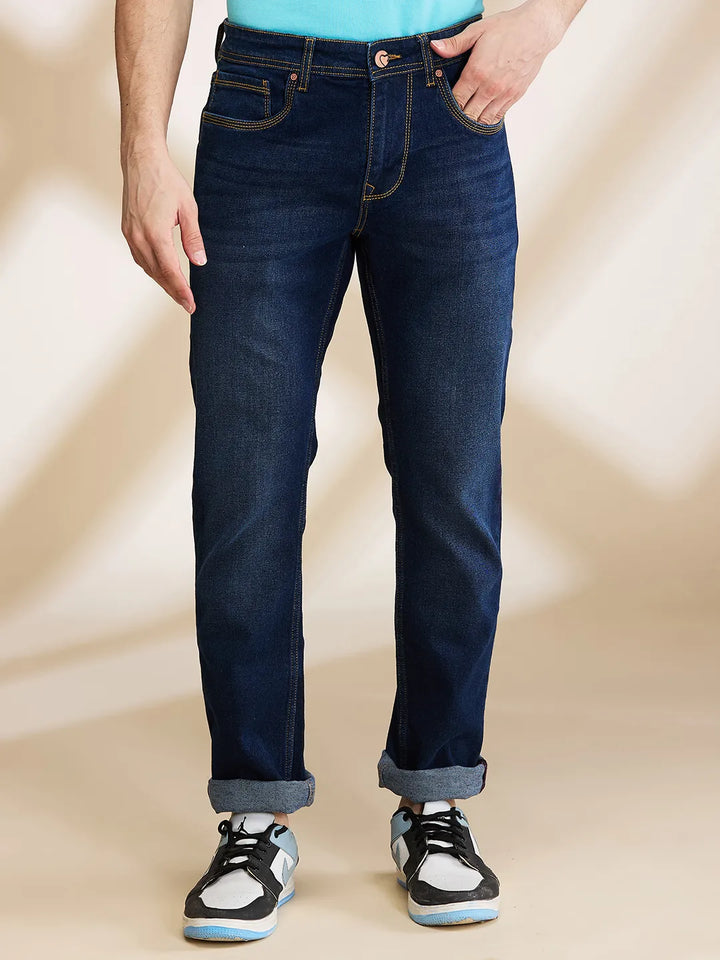 Blue Krypton-Straight Fit Denims for Men