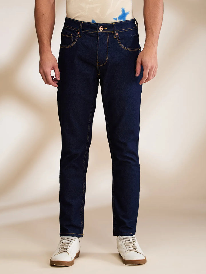 Blue Argon-Cropped fit Denims for Men by Being Human Clothing
