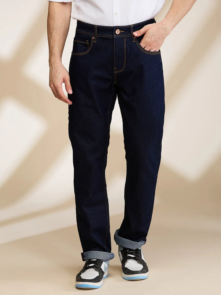 Blue Krypton-Straight Fit Denims for Men by Being Human Clothing