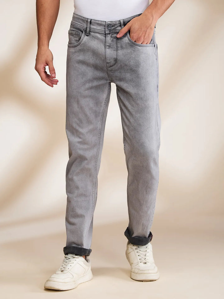 Grey Neon-Slim Fit Denims for Men by Being Human Clothing