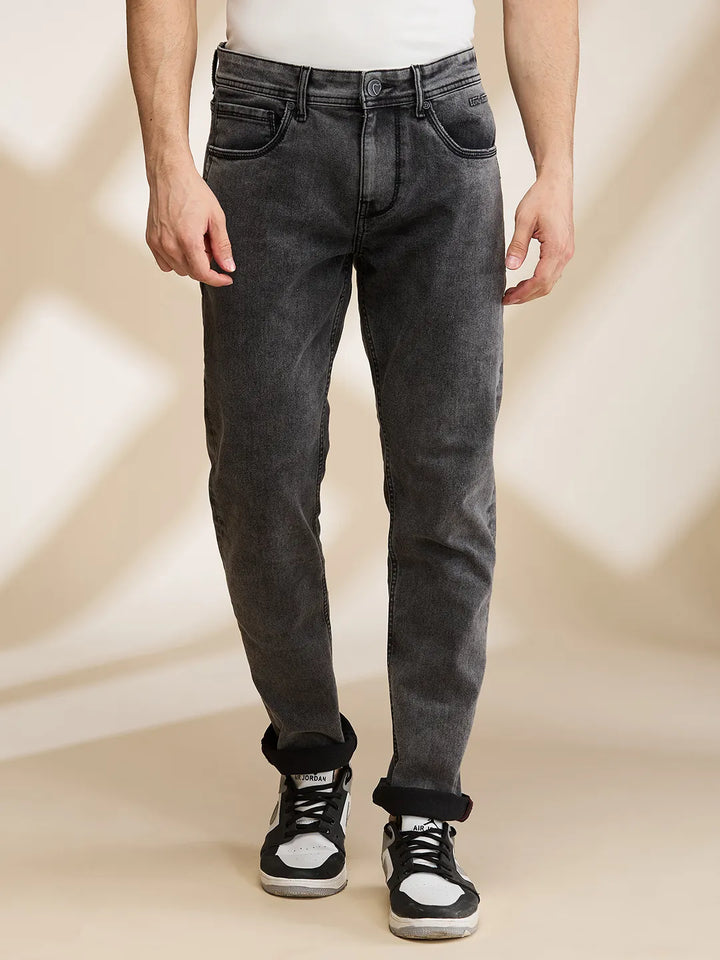 Grey Neon-Slim Fit Denims for Men