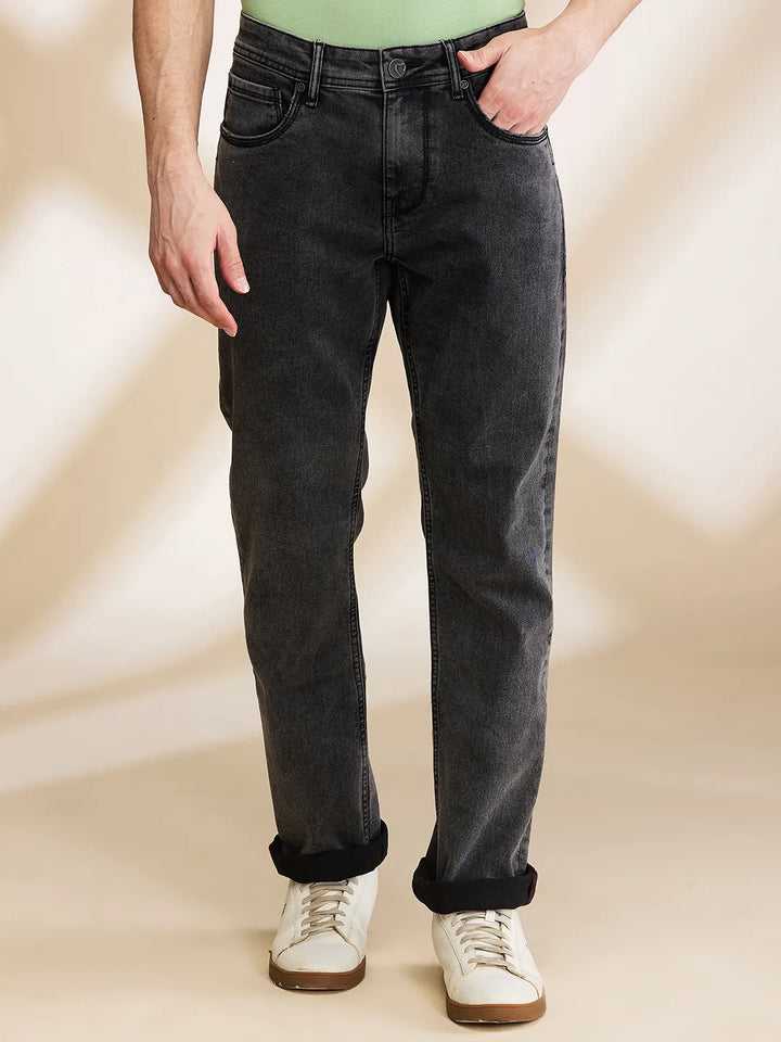 Grey Krypton-Straight Fit Denims for Men