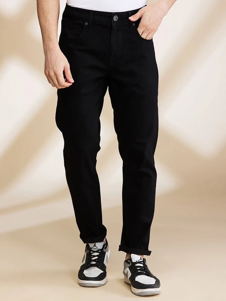 Black Argon-Cropped fit Denims for Men by Being Human Clothing