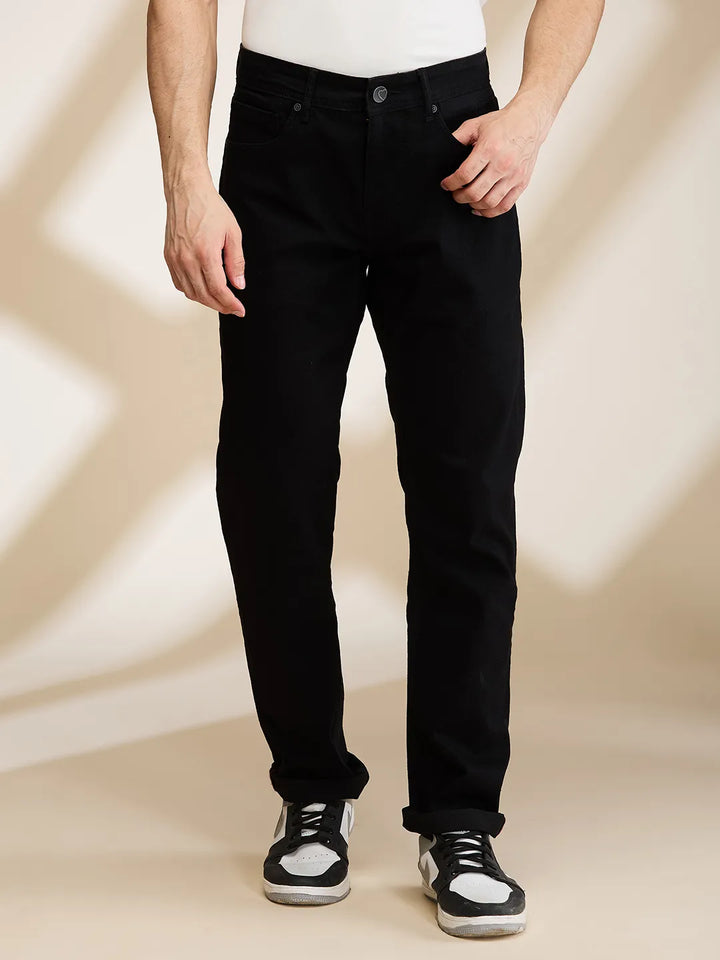 Black Krypton-Straight Fit Denims for Men by Being Human Clothing