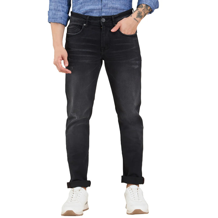 Black Neon-Slim Fit Denims for Men by Being Human Clothing