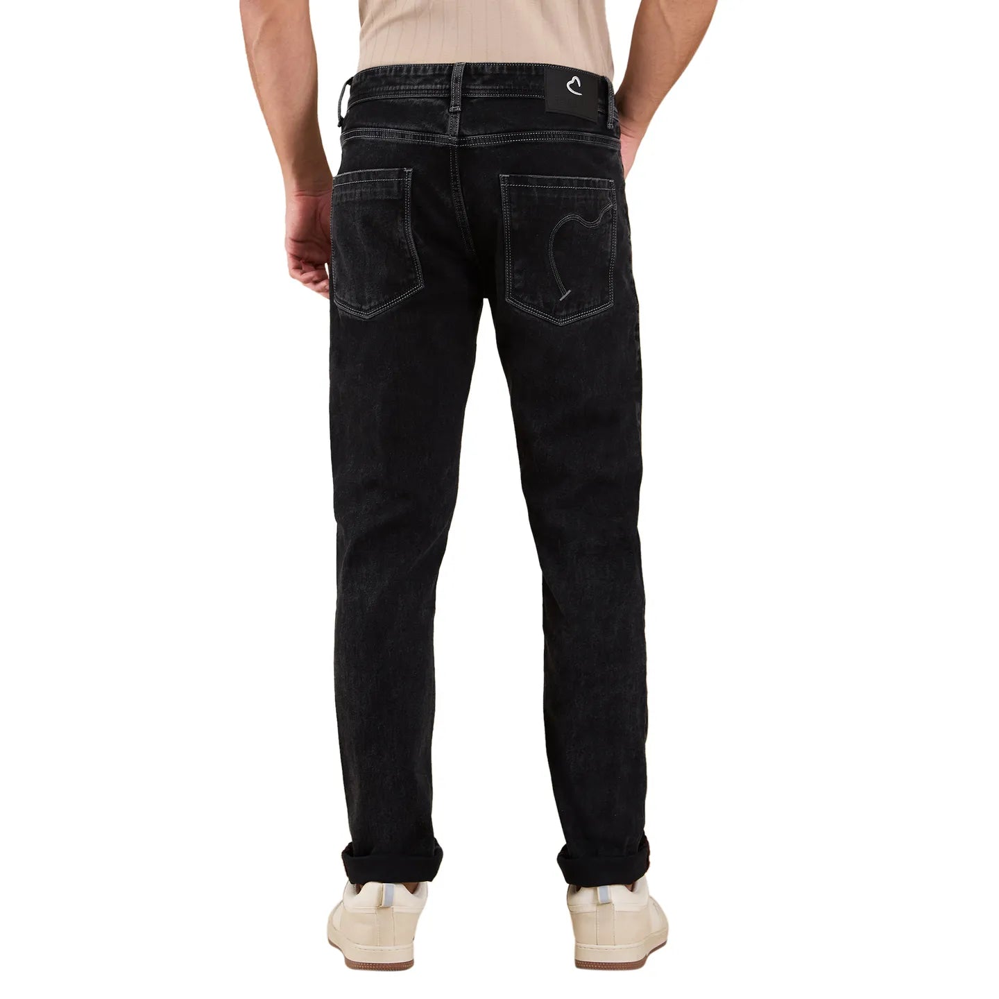 Black Anti Fit Denims For Men By Being Human Clothing