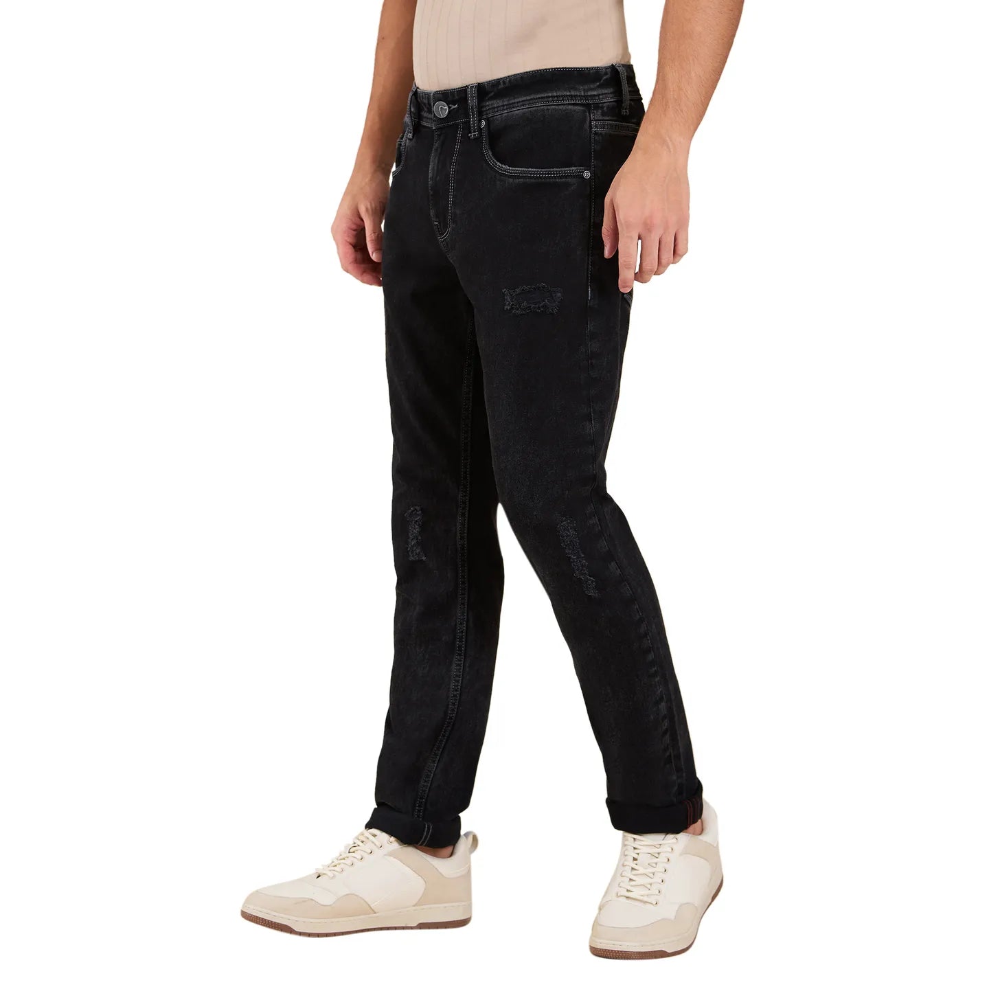 Black Anti Fit Denims For Men By Being Human Clothing