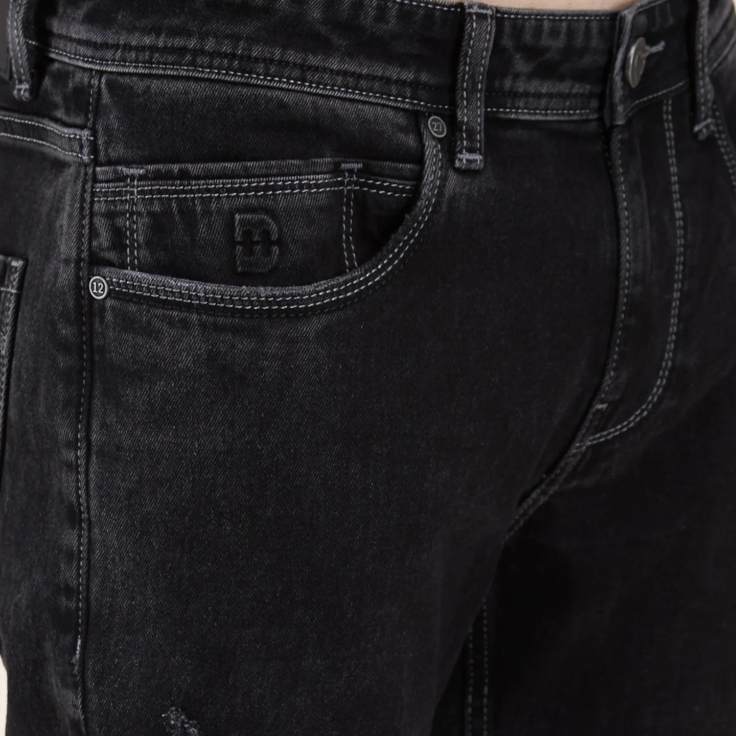 Black Anti Fit Denims For Men By Being Human Clothing