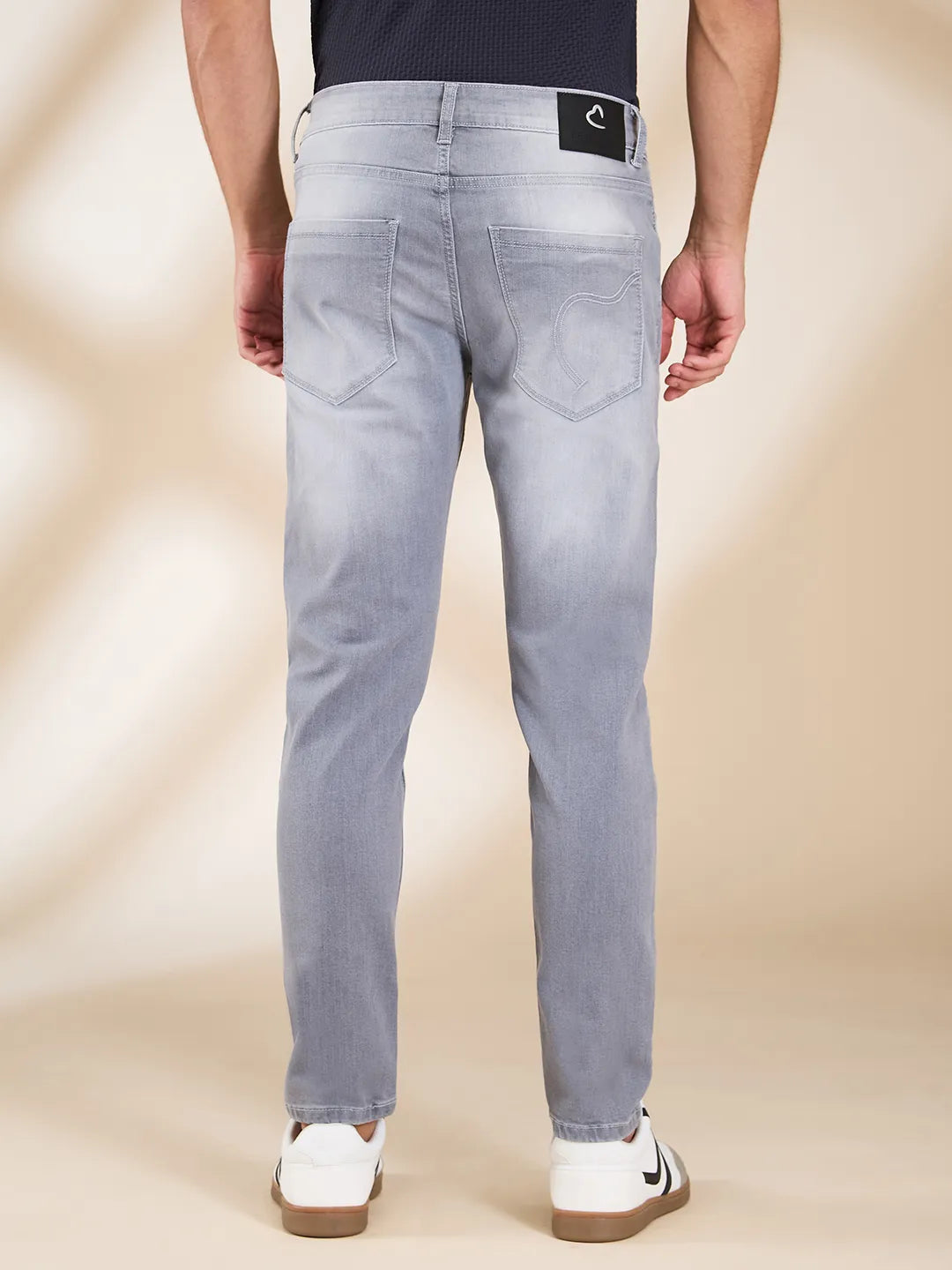 Grey Cropped Fit Denims For Men By Being Human Clothing