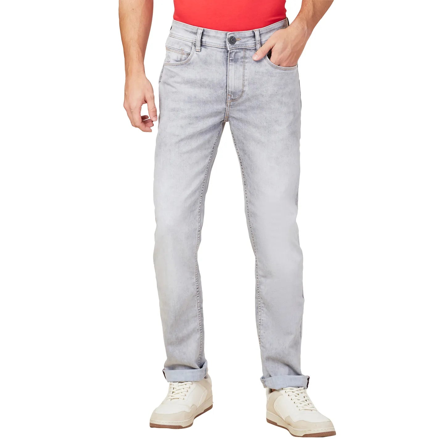 Grey Straight Fit Denims For Men By Being Human Clothing
