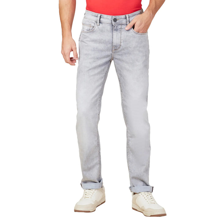 Grey Krypton-Straight Fit Denims for Men by Being Human Clothing