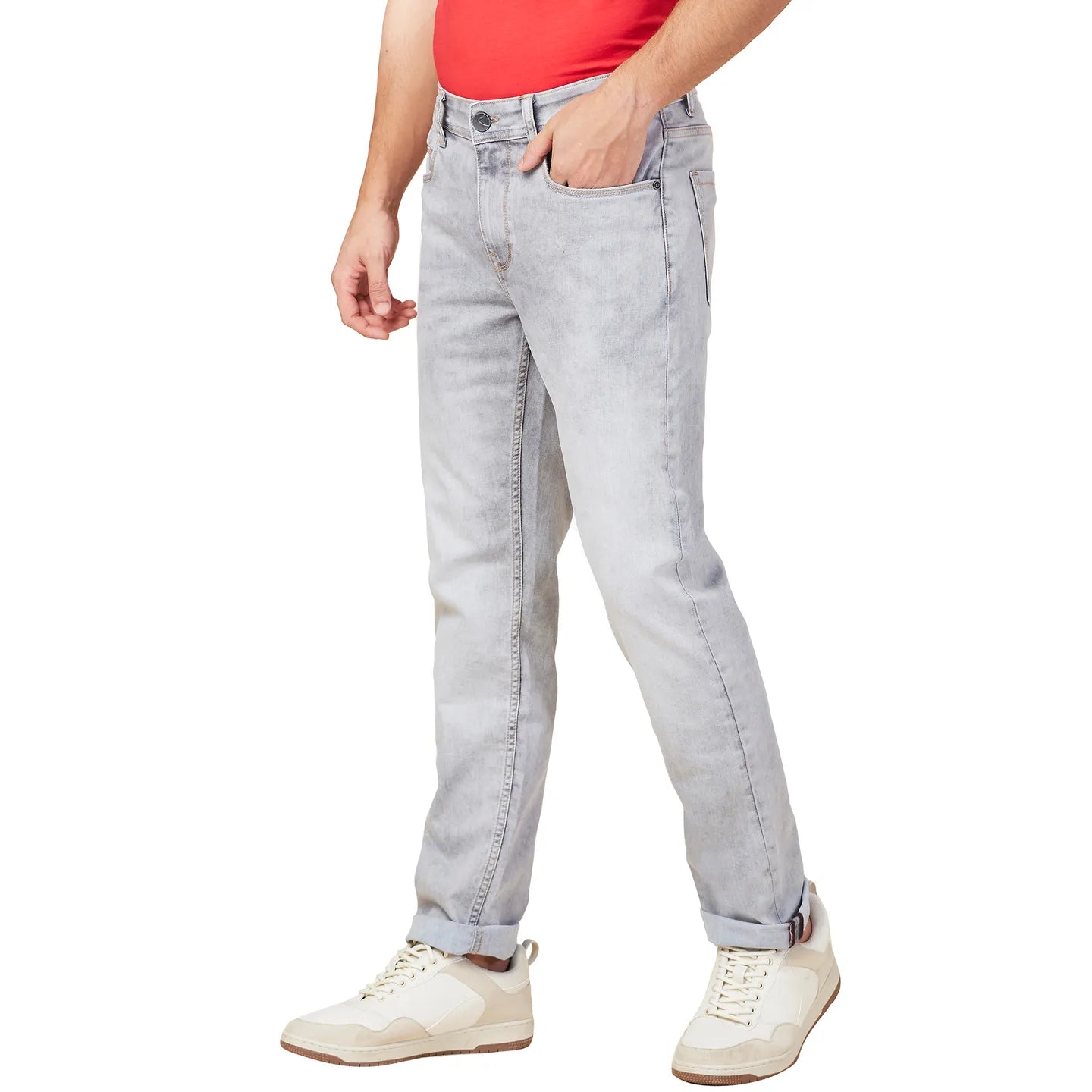 Grey Straight Fit Denims For Men By Being Human Clothing