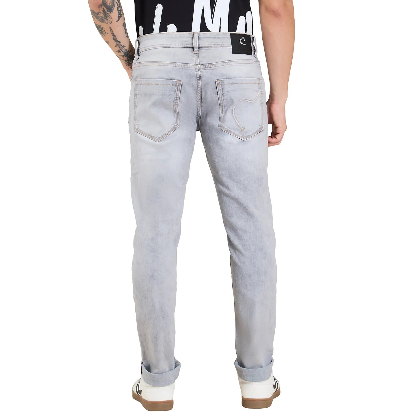 Grey Skinny Fit Denims For Men By Being Human Clothing