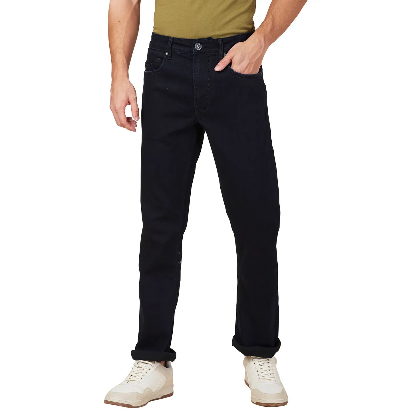 Dark Black Boot Cut Fit Denims For Men By Being Human Clothing