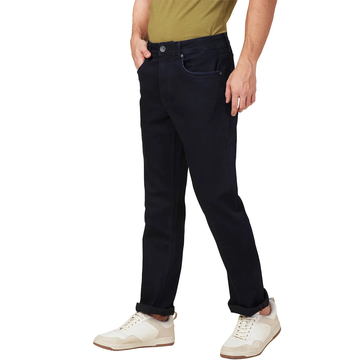 Dark Black Boot Cut Fit Denims For Men By Being Human Clothing