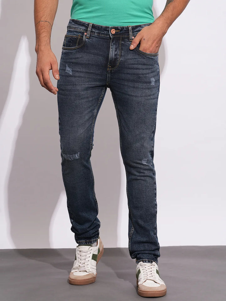 Blue Neon-Slim Fit Denims for Men by Being Human Clothing