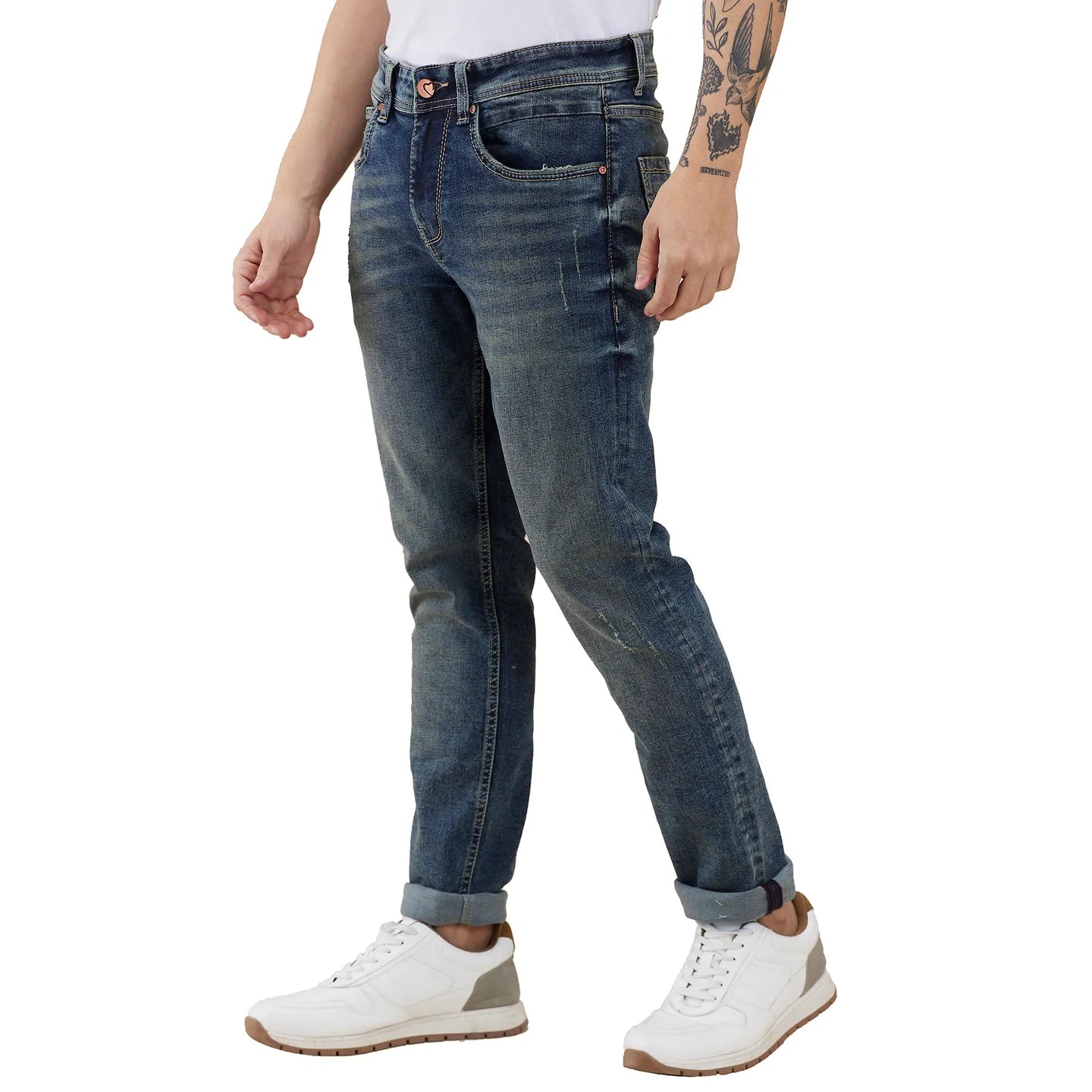 Blue Slim Fit Denims For Men By Being Human Clothing